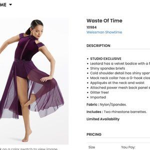 WEISSMAN purple velvet applique dress WASTE OF TIME 10984 Adult M